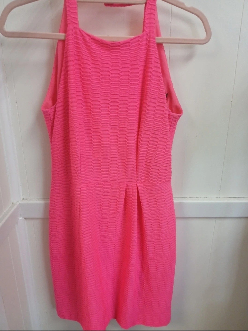 Nanette Lepore Hot Pink Textured Sleeveless Mini Dress #189